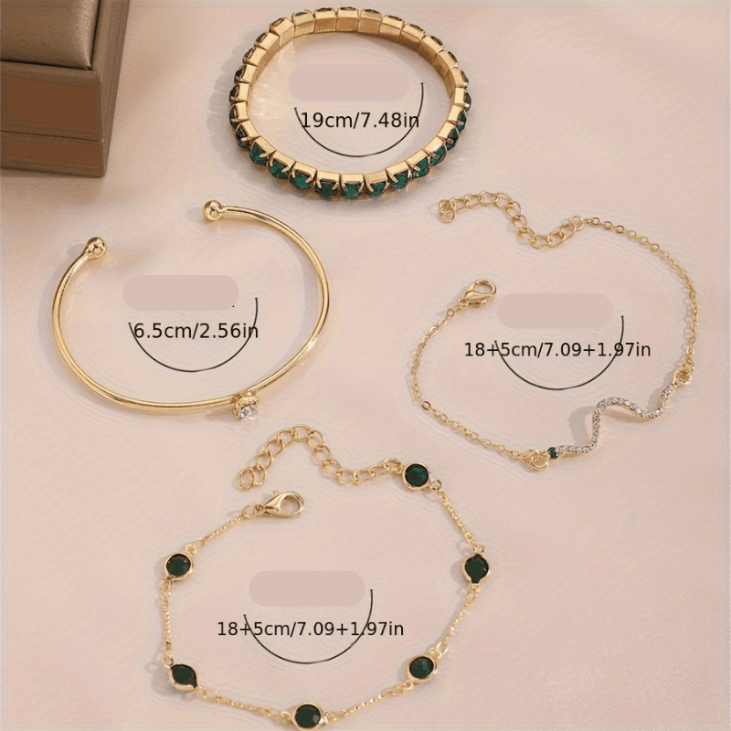 Encanto Esmeralda - kit de 4 Pulseiras Brilhantes